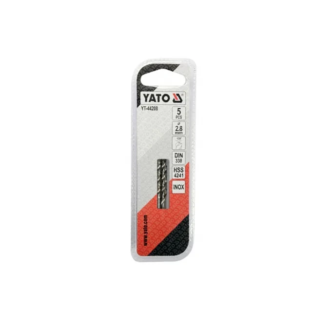 Set burghie 5 buc. pentru metal din338 2.8 mm oțel hss cilindric yato 2