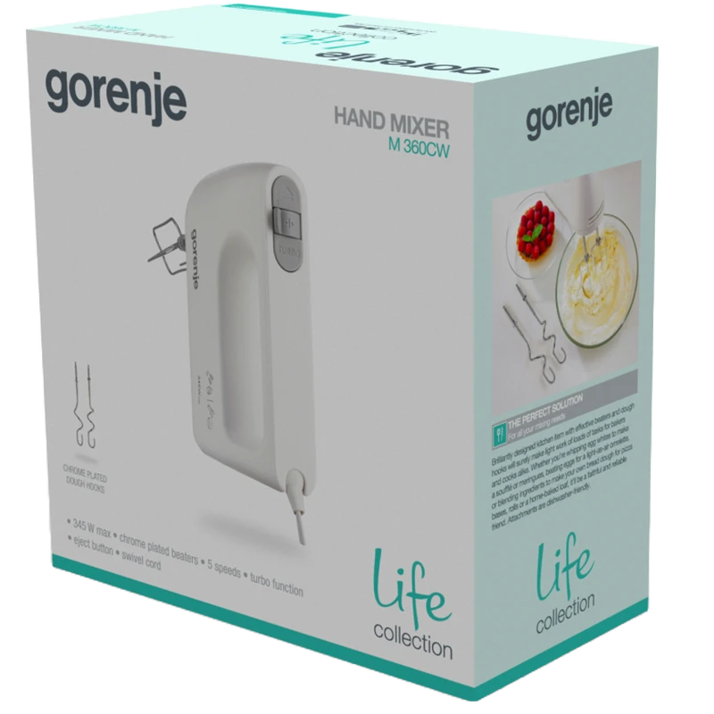 Миксер ручной gorenje m360cw, белый 10