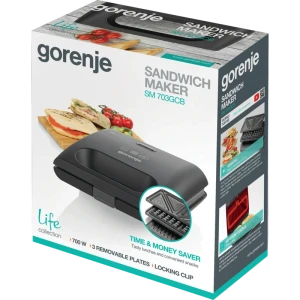 Aparat pentru sandwich multifunctional gorenje sm703gcb, negru Thumbnail 3