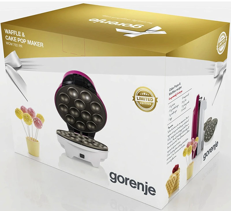 Вафельница gorenje wcm702pr, фиолетовый | белый 8