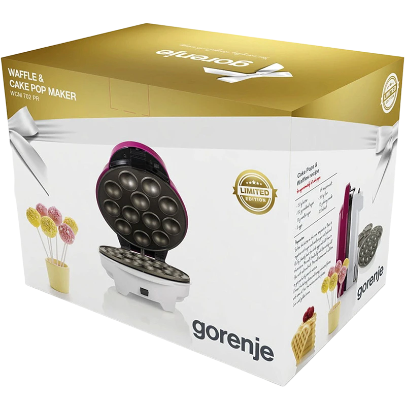 Aparat de preparat waffle gorenje wcm702pw, alb | roz 11