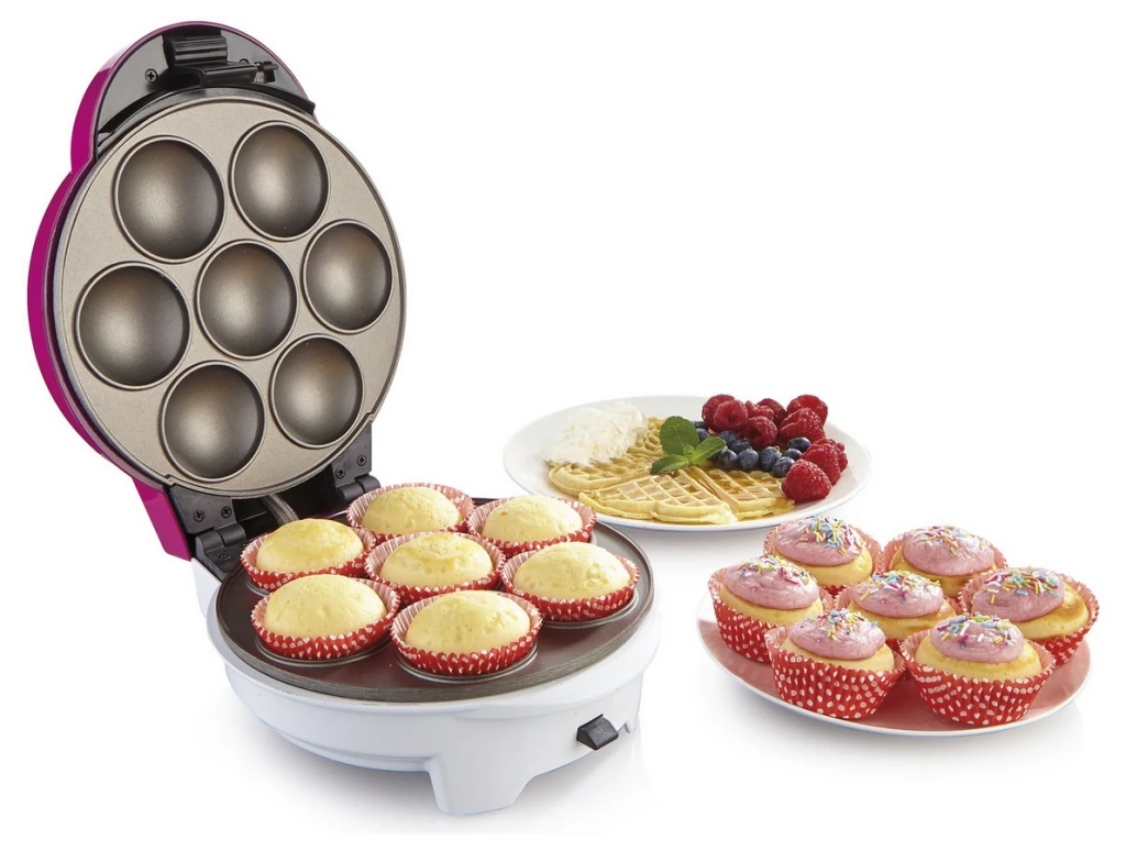 Aparat de preparat waffle gorenje wcm702pw, alb | roz 2