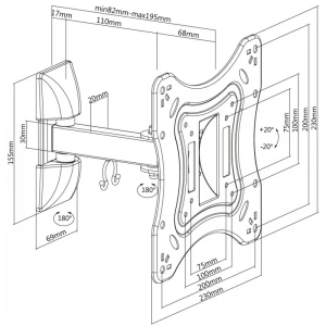Suport de perete înclinat și pivotant reflecta flexo 42-2020t2, negru Thumbnail 3