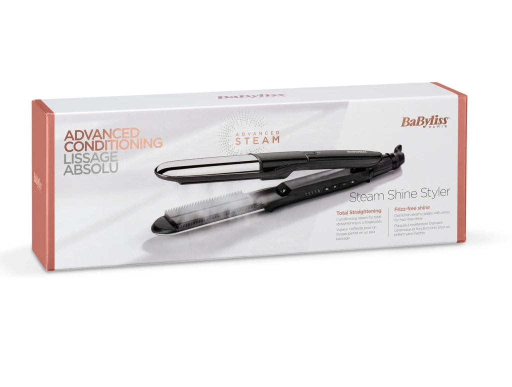 Placă de îndreptat părul babyliss 2 in 1 steam shine st496e, negru | argintiu 11
