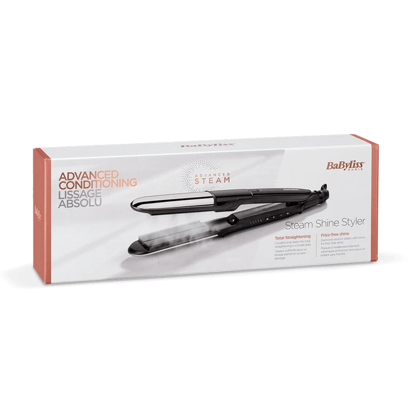 Placă de îndreptat părul babyliss 2 in 1 steam shine st496e, negru | argintiu 12