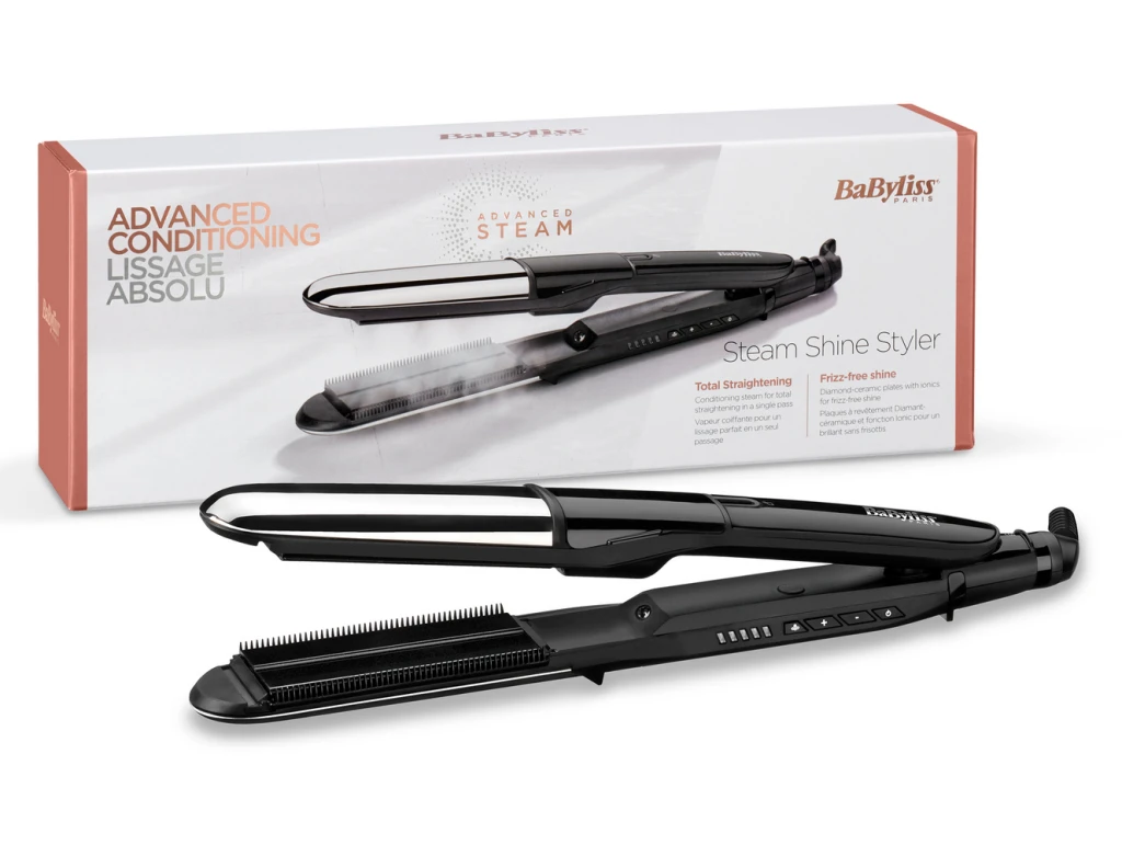 Placă de îndreptat părul babyliss 2 in 1 steam shine st496e, negru | argintiu 7
