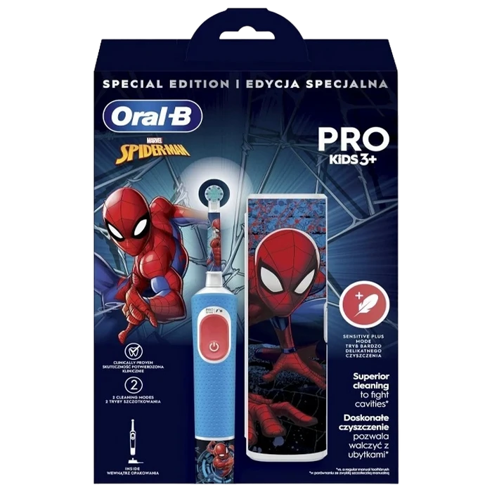 Periuță de dinți electrică braun kids vitality pro d103 spiderman, albastru 7