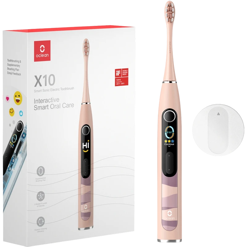 Электрическая звуковая зубная щетка oclean x10, розовый 4