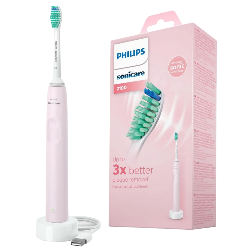 Электрическая зубная щетка philips hx3651/11, розовый 2