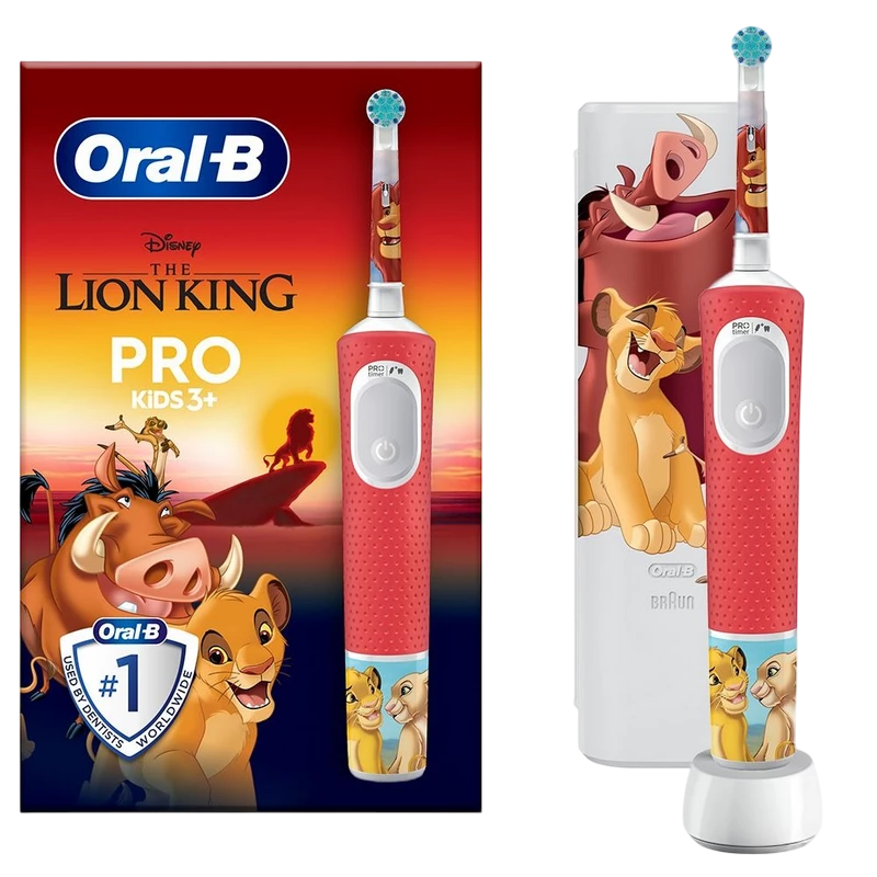 Periuță de dinți electrică braun oral-b pro kids lion king set, roșu | negru 3
