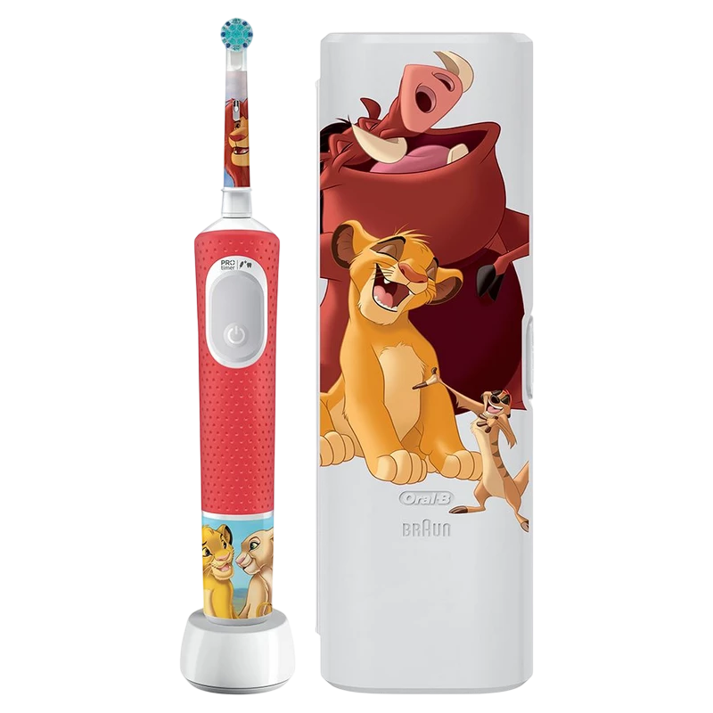 Periuță de dinți electrică braun oral-b pro kids lion king set, roșu | negru 5