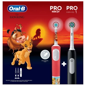 Periuță de dinți electrică braun oral-b pro kids lion king set, roșu | negru Thumbnail 9
