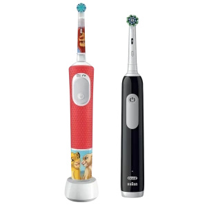 Periuță de dinți electrică braun oral-b pro kids lion king set, roșu | negru