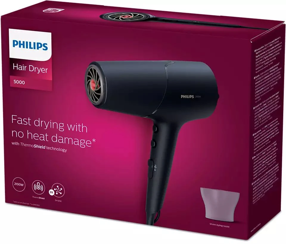 Uscător de păr philips bhd504/00, 2100 w, negru 7