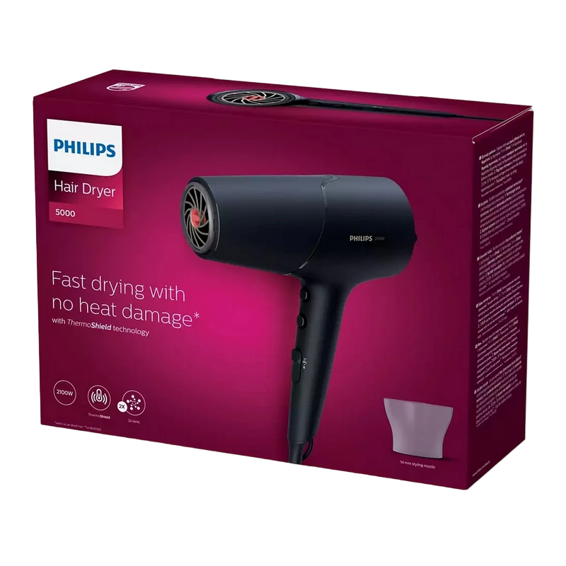 Uscător de păr philips bhd504/00, 2100 w, negru 5