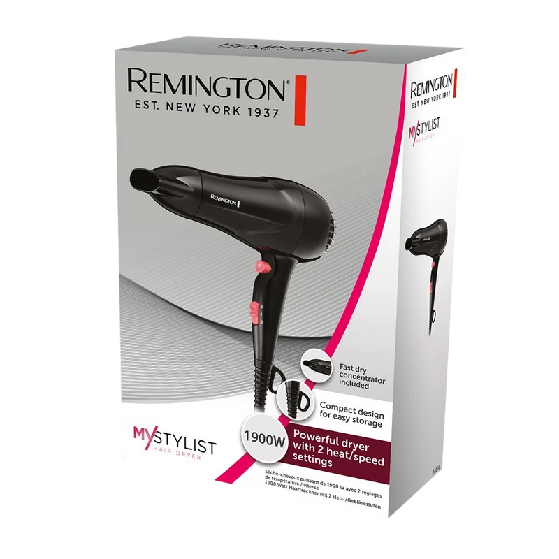 Фен remington mystylist d2000, 1900вт, чёрный 2