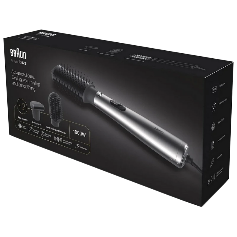 Фен-щётка braun as4.3, 1000вт, серебристый 4