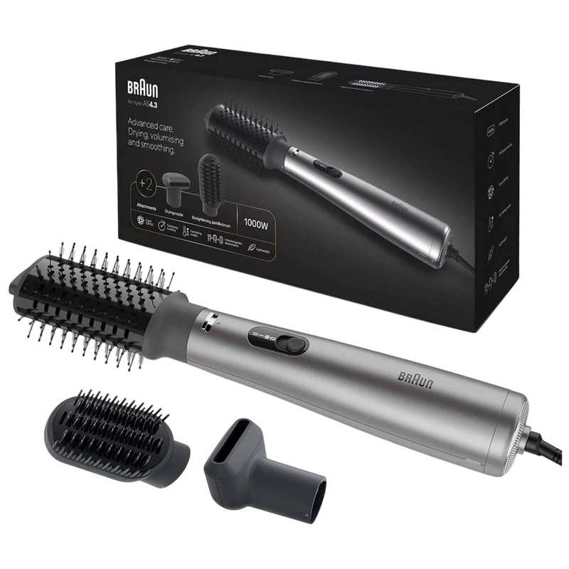 Фен-щётка braun as4.3, 1000вт, серебристый 5