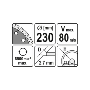 Сегментный алмазный диск по бетону 230 * 22.2 мм yato Thumbnail 2