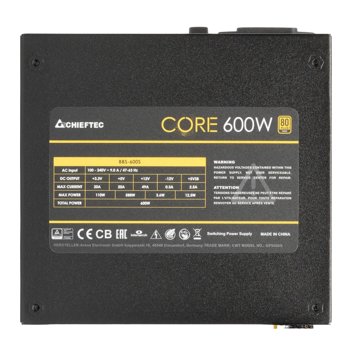 Блок питания для компьютеров chieftec bbs-600s, 600вт, atx, немодульный 9