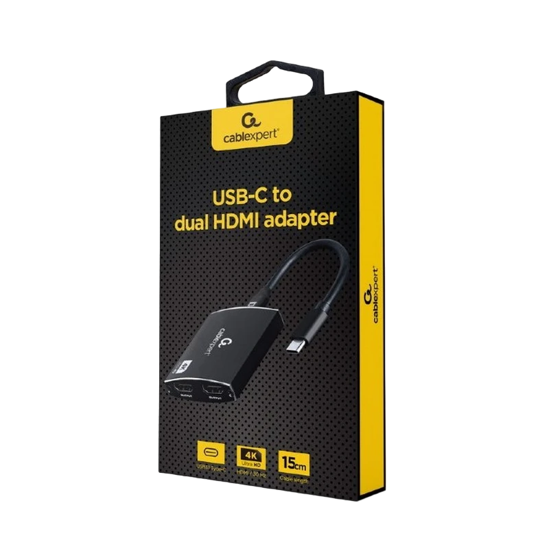 Видеокабель cablexpert a-cm-hdmif2-01, usb 3.1 type-c (f) - 2 x hdmi (f), 0.15 м, чёрный 4
