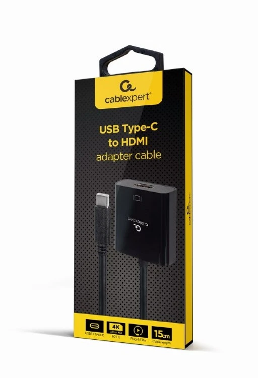 Cablu video cablexpert a-cm-hdmif-04, usb 3.1 type-c (m) - hdmi (f), 0.15 m, negru 2