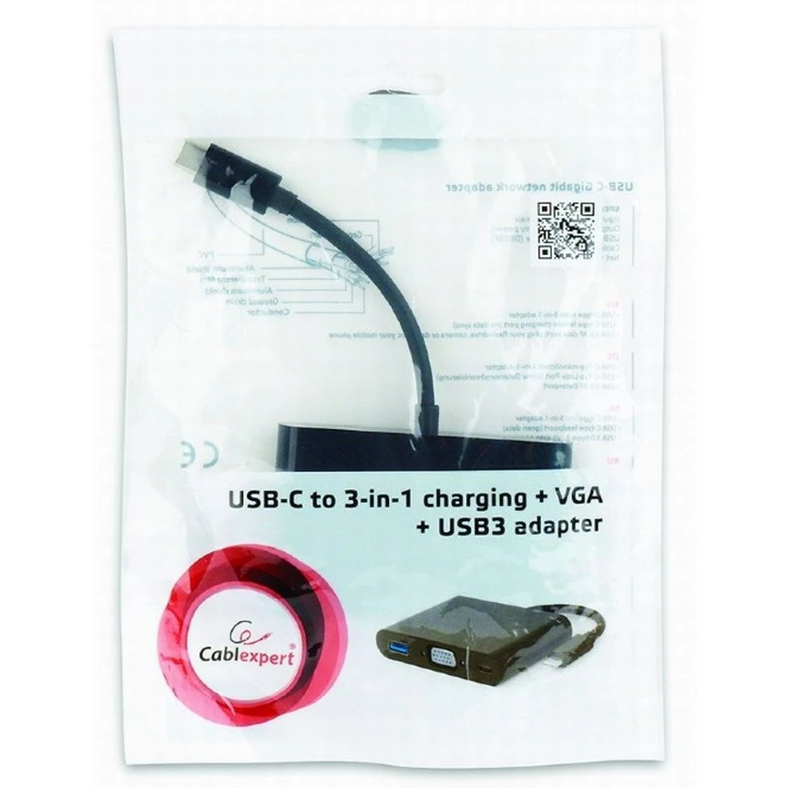 Видеоадаптер cablexpert a-cm-vga3in1-01, type-c - , 0,15м, чёрный 3