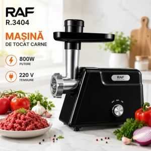 Mașină de tocat carne raf r.3404, 800w, neagră