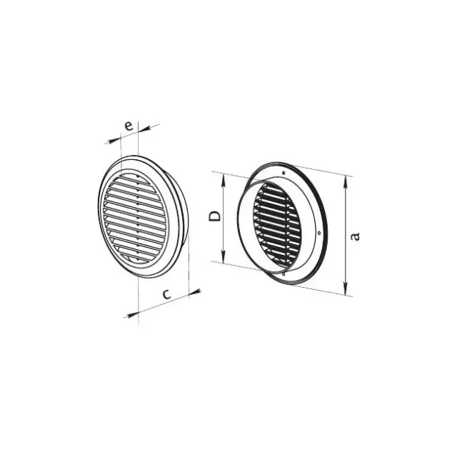 Grilaj de ventilare cu sită ventika el150 150 mm plastic cafeniu 2