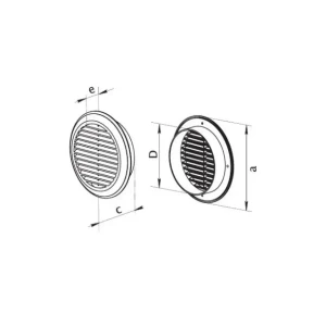 Grilaj de ventilare cu sită ventika el150 150 mm plastic alb Thumbnail 2