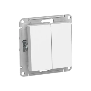 Переключатель двойной проходной atlas design 10 a 250 в белый schneider-electric