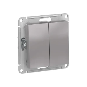 Двойной выключатель atlas design 10 a 250 в алюминий schneider-electric Thumbnail 1