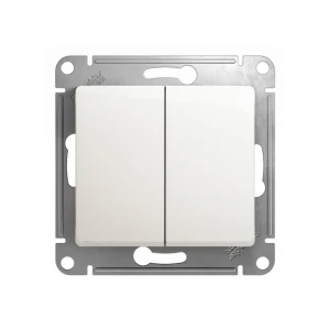 Переключатель двойной проходной glossa 10 a 250 в перламутровый schneider-electric