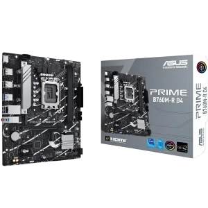 Материнская плата asus prime b760m-r d4, lga1700, intel b760, micro-atx