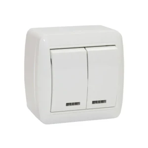 Întrerupător dublu cu indicator 8001-02n 10 a 230 v alb elmos