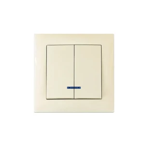 Întrerupător dublu cu indicator 9202-02nc rosa 10 a 220 - 240 v crem elmos