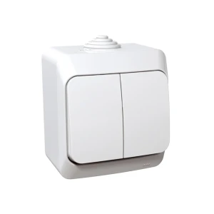 Двойной выключатель наружный 000550 cedar plus 16 a 250 в белый schneider-electric