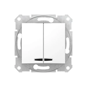 Întrerupător dublu interior cu indicator sdn0300321 sedna 10 a 250 v alb schneider-electric