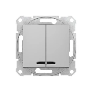 Întrerupător dublu interior cu indicator sdn0300360 sedna 10 a 250 v aluminiu schneider-electric