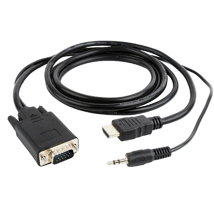 Cablu video cablexpert a-hdmi-vga-03-10, hdmi (m) - vga d-sub + 3.5 mm jack, 3m, negru 2