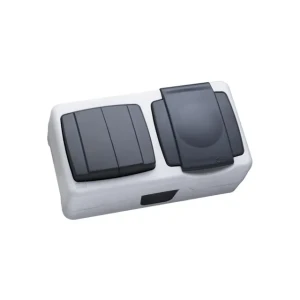 Întrerupător + priză cu capac nemliyer 16 a 250 v albastru/sur makel