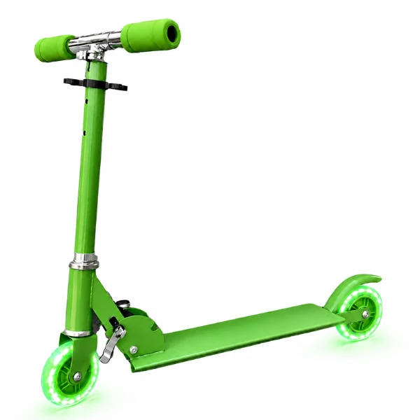 Trotinetă pliabilă pentru copii cu roți luminoase, verde 2