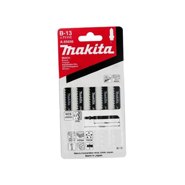 Набор полотен по дереву и пластику для лобзика b-13 105 mm 5 шт. makita 2
