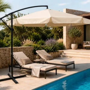 Umbrelă de grădină 350 cm bej deschis