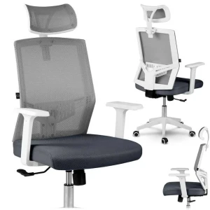 Scaun pentru birou plasă rotar gri/alb 240100