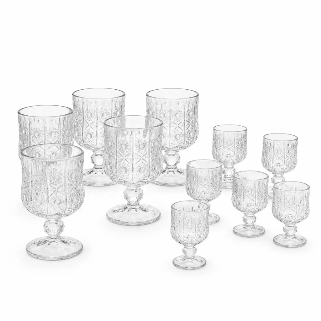 Păhare sticlă set 6+6buc, 611-12c /801-12 3