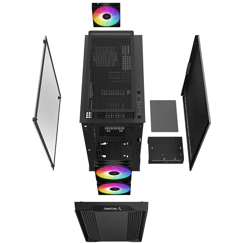 Компьютерный корпус deepcool cc360 argb, midi-tower, без блока питания, чёрный 2