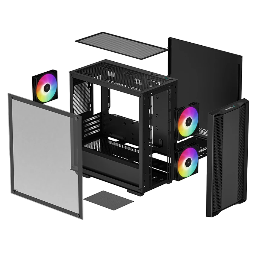 Компьютерный корпус deepcool cc360 argb, midi-tower, без блока питания, чёрный 11