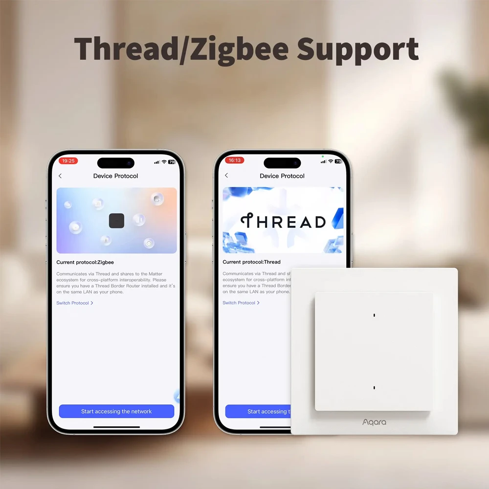 Aqara zigbee/ thread light switch h2 eu ( 2 buttons, 1 channels), white 3