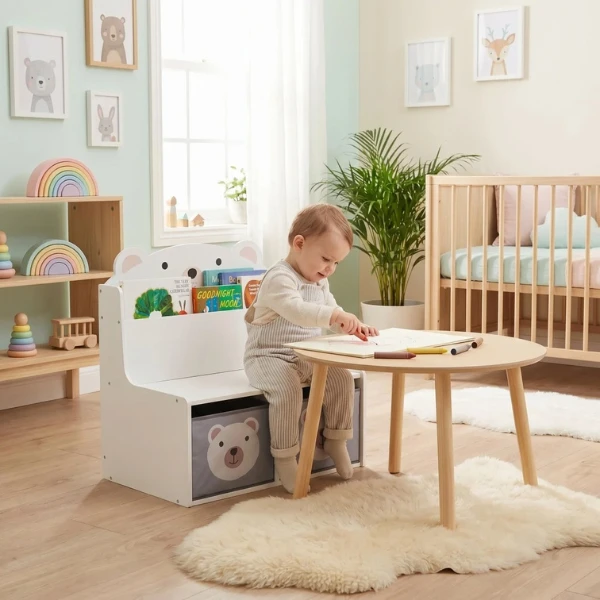Băncuță cu spațiu de depozitare pentru jucării și cărți "bear", u-grow 8